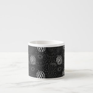 Tasse Expresso Fruit sans couture motif noir et blanc Tropical