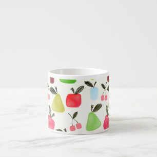 Tasse Expresso Fruits de dessin animé rayés seamless pommes poire