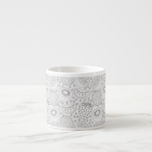 Tasse Expresso Fruits tropicaux sans couture motif noir et blanc