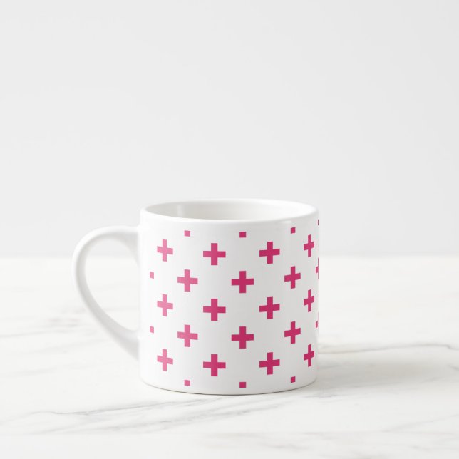 Tasse Expresso Fuchsia polka croise sur blanc (Gauche)