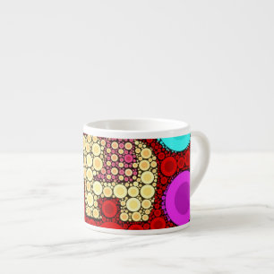 Tasse Expresso Funky Red Elephant Cercles Concentrés Mosaïque