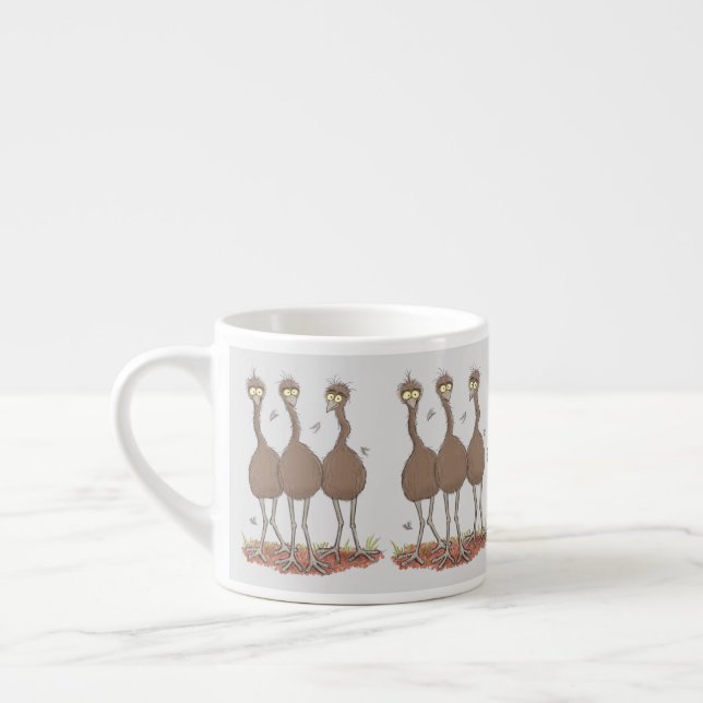 Tasse Expresso Funny Australian emu trio cartoon illustration (Gauche)