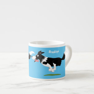 Tasse Expresso Funny Border Collie chien en course dessin animé
