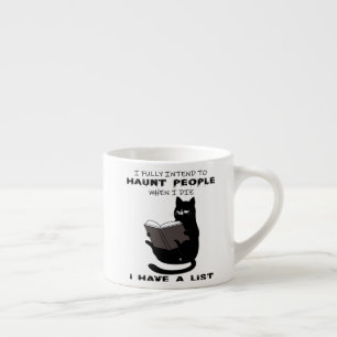 Tasse Expresso FUNNY CAT, Drôle Black Cat Sayes, Chat livre lectu