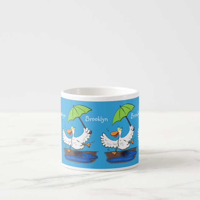 Tasse Expresso Funny duck with umbrella dancing cartoon (Devant)