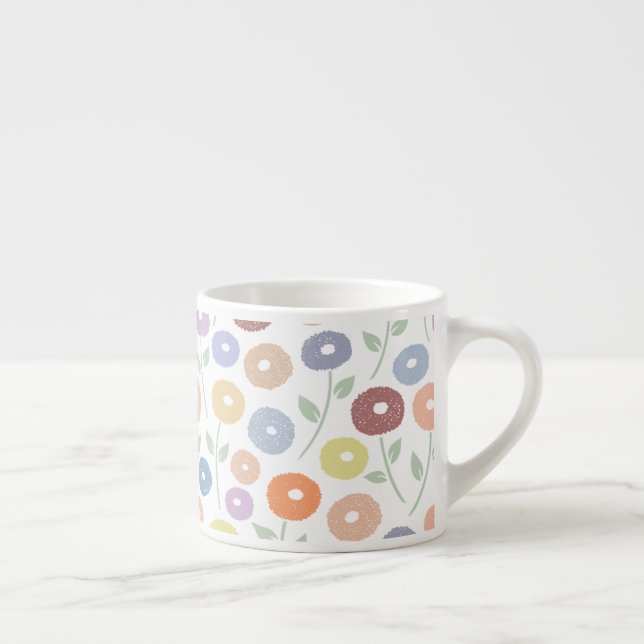 Tasse Expresso Fuzzy Flower Pattern Pastels on White (Droite)