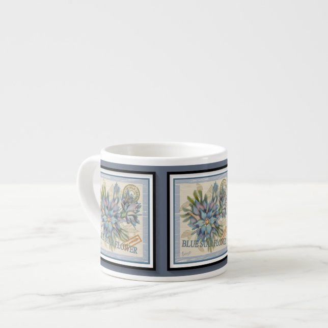 Tasse Expresso G Bureau de création Fleur bleue (Devant gauche)