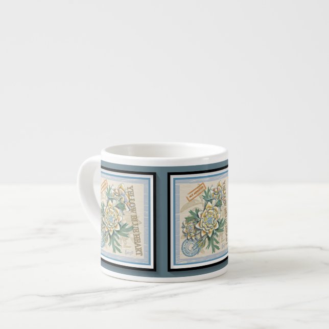 Tasse Expresso G Bureau de création fleurs jaunes (Devant gauche)