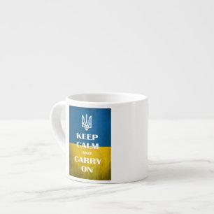 Tasse Expresso Gardez votre calme et continuez l'emblème ukrainie
