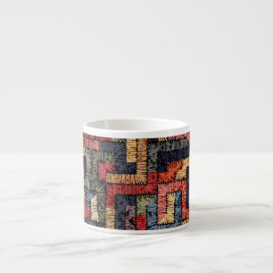 Tasse Expresso Géométrie brodée, texture ethnique