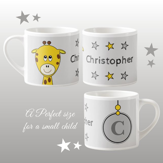 Tasse Expresso Girafe gris jaune avec étoiles enfant (Créateur téléchargé)