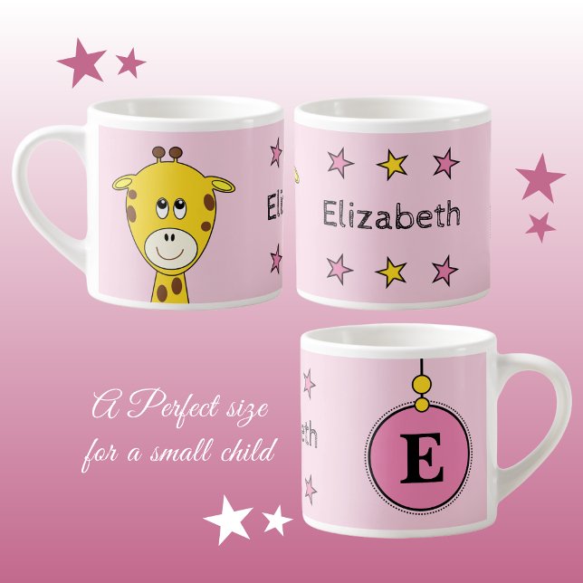 Tasse Expresso Girafe mignonne jaune rose avec étoiles enfant (Créateur téléchargé)