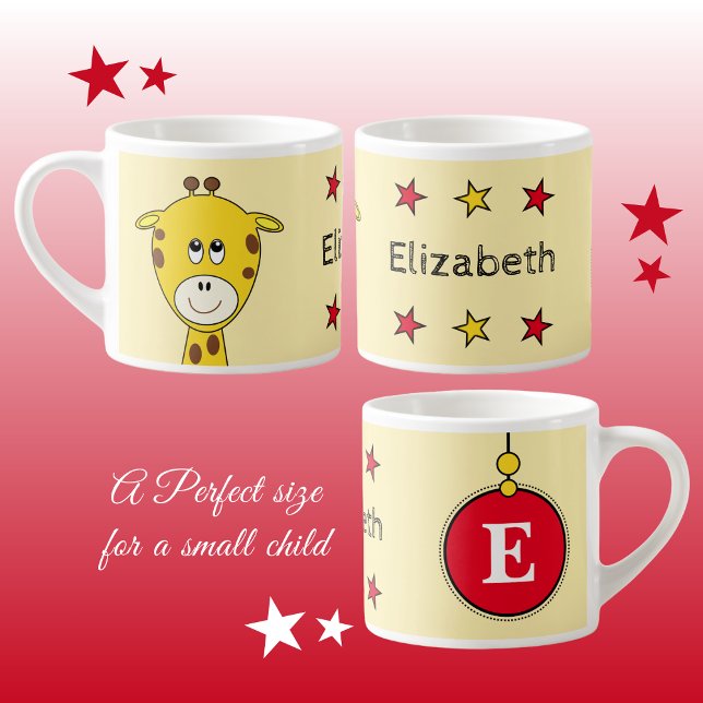 Tasse Expresso Girafe rouge mignonne jaune avec étoiles enfant (Créateur téléchargé)