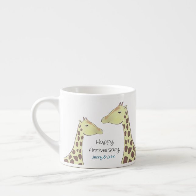 Tasse Expresso Giraffe Couple Mariage Anniversaire (Gauche)