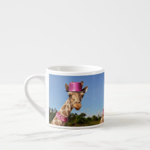 Tasse Expresso Giraffe en casquette rose étincelant