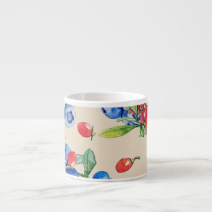 Tasse Expresso Goji, bleuet : aquarelle motif.