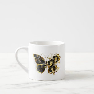 Tasse Expresso Gold flower Butterfly with Black Orchid