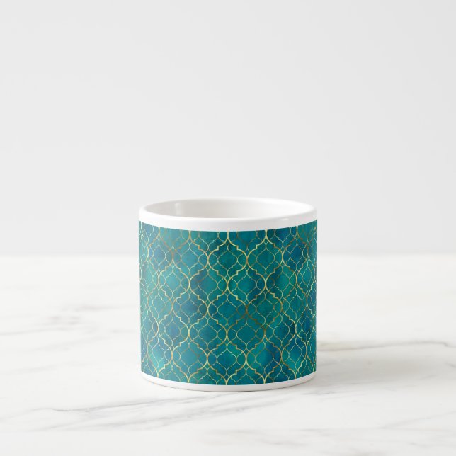 Tasse Expresso Golden Emerald Geometry (Devant)