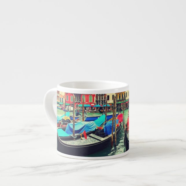 Tasse Expresso Gondolas Sur Grand Canal, Venise, Italie. Retro (Devant gauche)