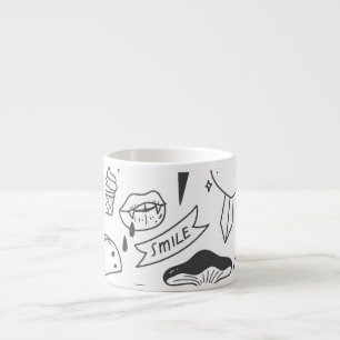 Tasse Expresso Graffiti mignon : Doodle Art Set.