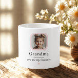Tasse Expresso Grand-mère personnalisée | "Vous êtes mon cadeau p<br><div class="desc">Doux et simple — cette tasse expresso personnalisée célèbre Grand-mère de la manière la plus sincère. Avec une photo de petit-enfant précieuse et l’expression "Grand-mère, tu es ma préférée", c’est le mini-cadeau parfait pour les amateurs de café et les coeurs sentimentaux. Idéal pour les anniversaires, la fête des mères, ou...</div>