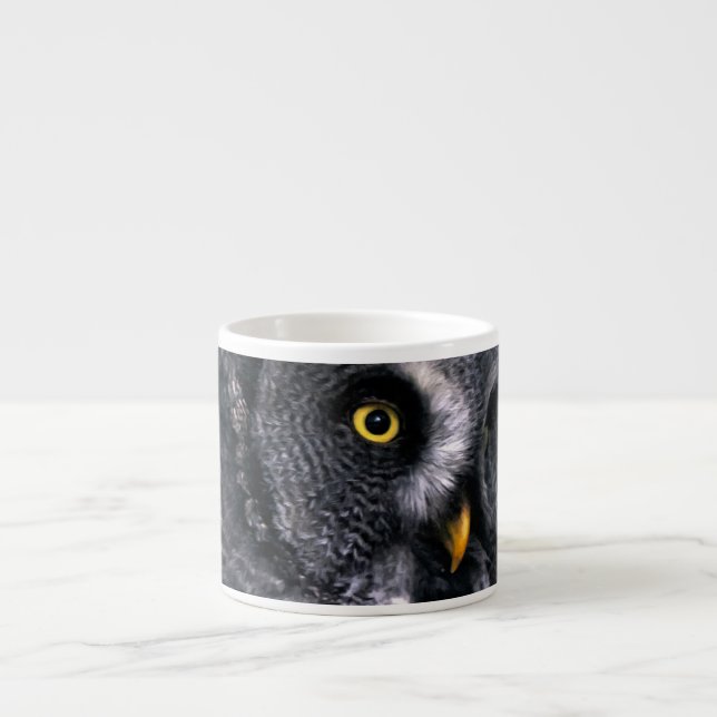 Tasse Expresso Grande Chouette grise (Devant)