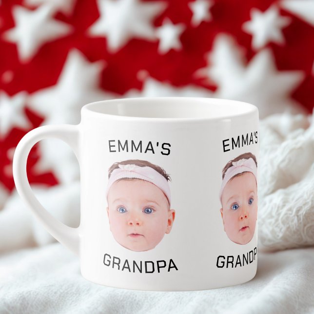 Tasse Expresso Grandpa Boug cadeau, Personnalisé Visage bébé, Cad (Créateur téléchargé)