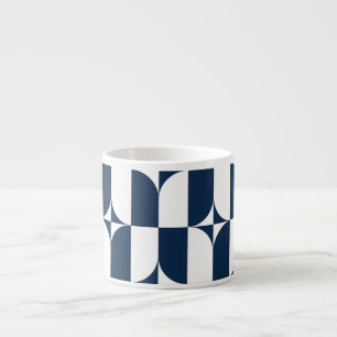 Tasse Expresso Gras Bleu et blanc Mid-Century moderne géométrique