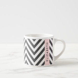 Tasse Expresso Grey Zigzag, Grey Chevron, Mint, Votre Nom