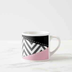 Tasse Expresso Gris Zigzag, Gris Chevron, Motif Zigzag, Rose