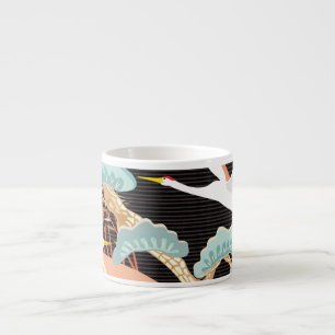 Tasse Expresso Grues, hérons : motif japonais d'oiseaux.