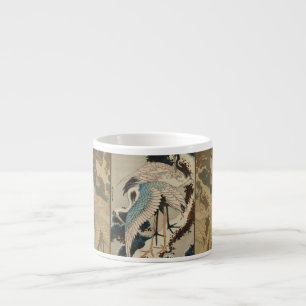 Tasse Expresso Grues sur un pin couvert de neige Hokusai