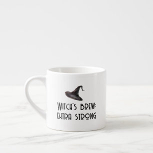 Tasse Expresso Halloween blanc brun sorcier