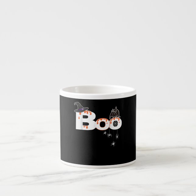 Tasse Expresso Halloween Boo Owl avec Casquette sorcière Spider G (Devant)