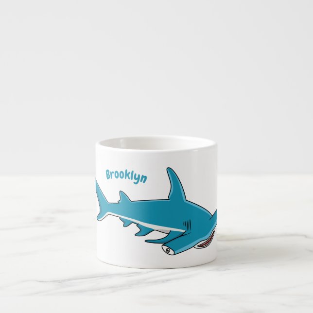 Tasse Expresso Hammerhead shark cartoon illustration (Devant)