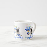 Tasse Expresso Hanoukka Carlin avec Menorah et Dreidels<br><div class="desc">Des cadeaux de carlins et des tee - shirts pour enfants et adultes chères Hanoukka.</div>