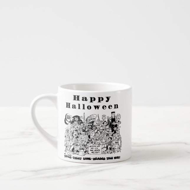 Tasse Expresso Happy Halloween Trick ou Treat Éffrayant Illustrat (Gauche)