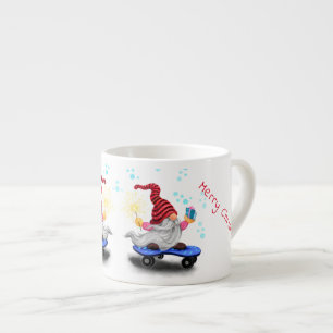 Tasse Expresso Happy Skater Gnome avec des cadeaux et Sparkler -