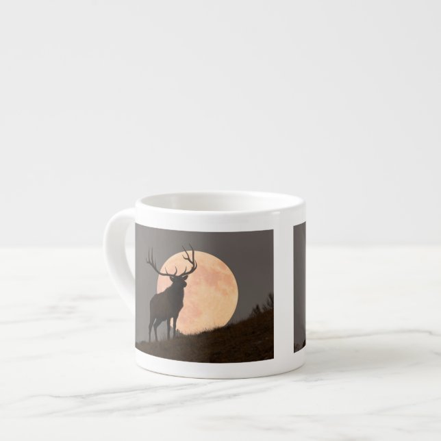 Tasse Expresso Hausse majestueuse d'élans et de Pleine lune de (Devant gauche)