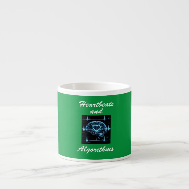 Tasse Expresso "Heartbeats and Algorithmes" amour futuriste (Devant)