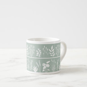 Tasse Expresso Herbier botanique doux Plantes Vert sauge
