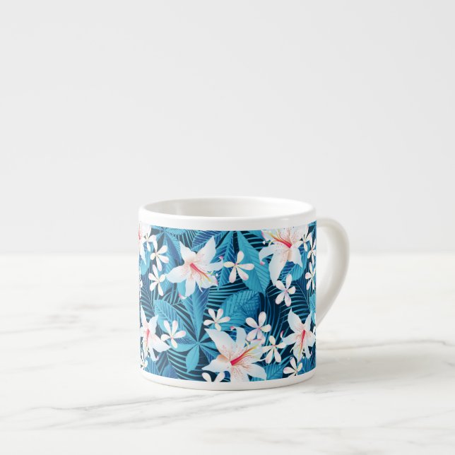 Tasse Expresso Hibiscus tropicaux Schéma floral 2 (Devant droit)