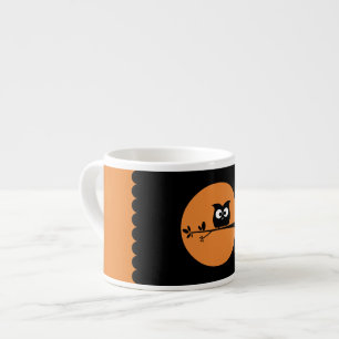 Tasse Expresso Hibou mignon de Halloween + couleurs customisées
