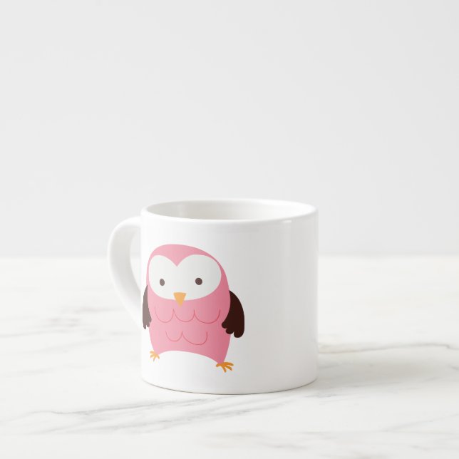 Tasse Expresso Hibou rose de ressort (Devant gauche)