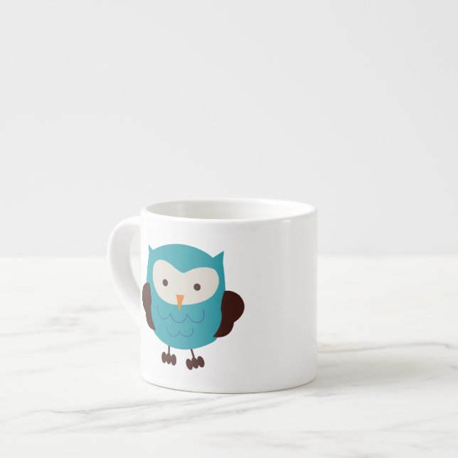 Tasse Expresso Hibou turquoise de ressort (Devant gauche)