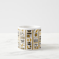 Hiéroglyphes égyptiens : Jaune-Noir Sans Seamless.