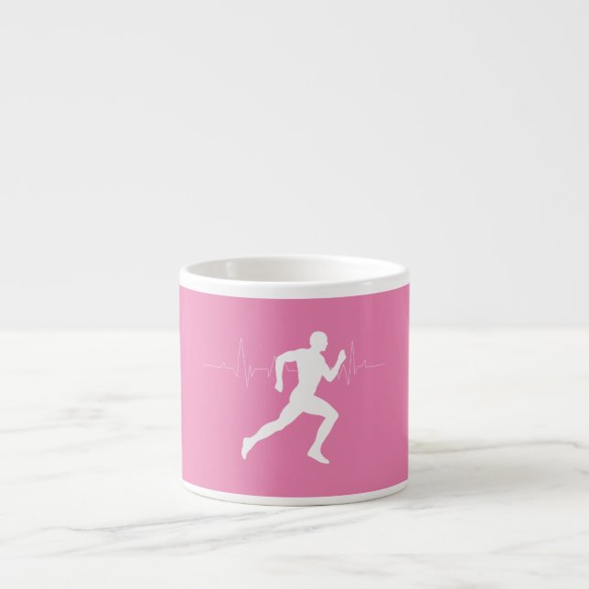 Tasse Expresso Homme coureurs Silhouette sur Arrière - plan rose (Devant)