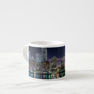 Tasse Expresso Horizon de ville de Miami avec le pont la nuit