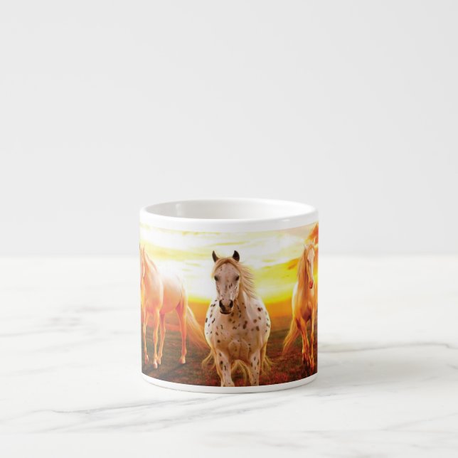 Tasse Expresso Horses at sunset throw pillow (Devant)