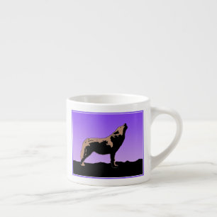Tasse Expresso Howling Wolf at Sunset - Art faunique original